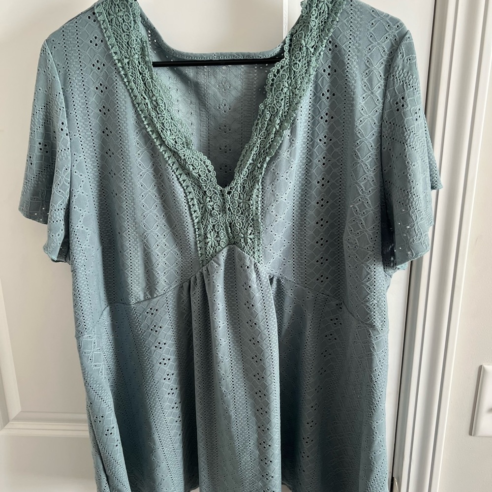 SHEIN Green Embellished Relaxed Blouse